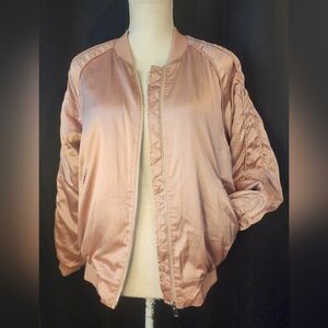 Forever 21 Medium Mauve Satin Feel Zip up Jacket